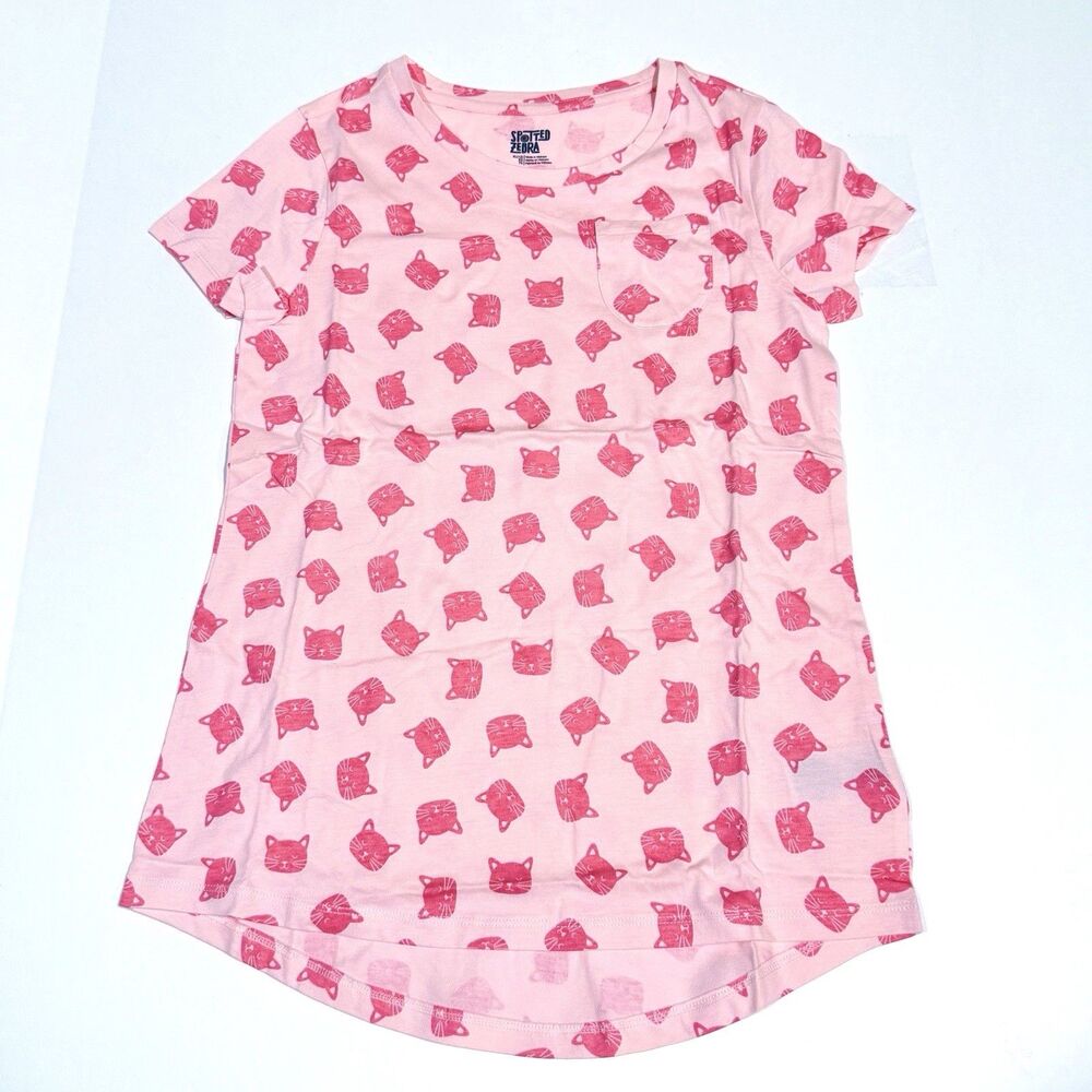 Spotted Zebra Girls' Short-Sleeve Tunic Top Girl X-Large 12 kitten pattern